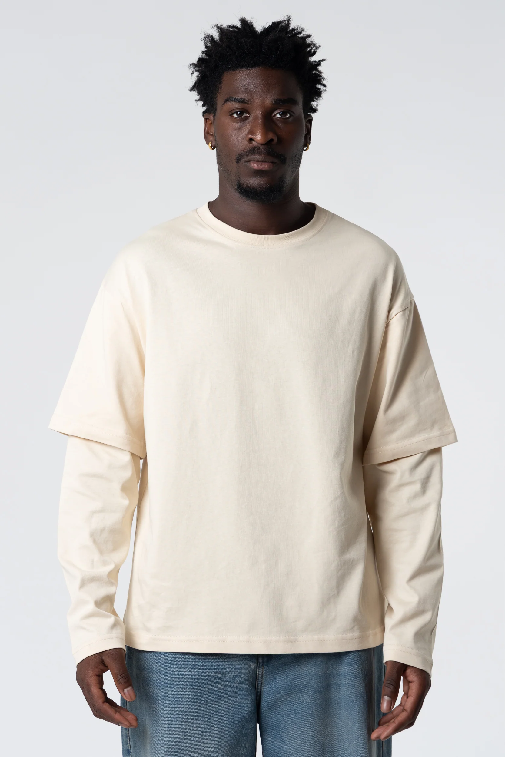Double Long Sleeve Blanks 220GSM Sand - Image 7
