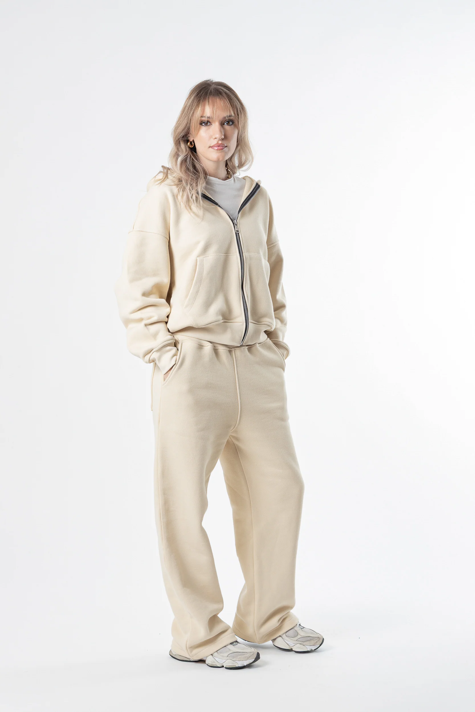 Zip Hoodie Heavy Blanks 500GSM Sand - Image 8